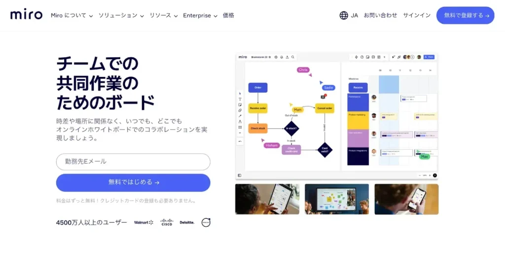 ホワイトボードの代わりになる、miro