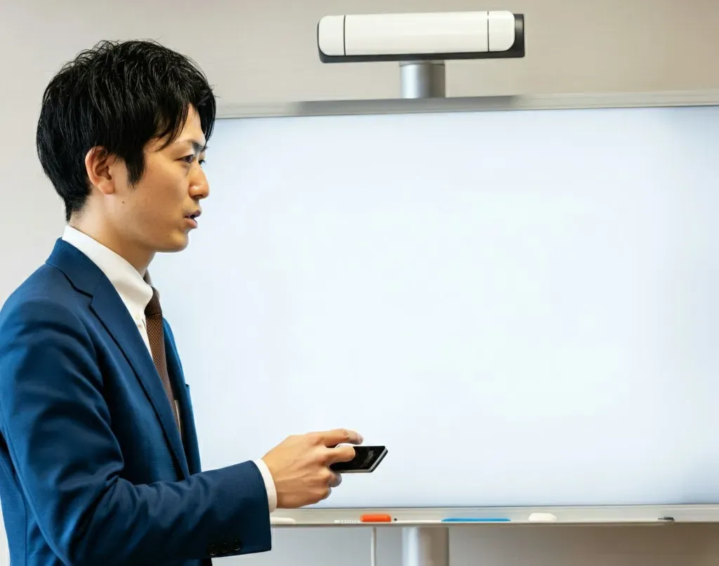 説明する男性